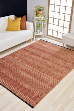Halınet Atlanta Kiremit Geometrik Polyester Makine Halısı