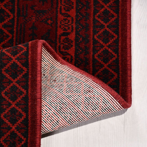 Kırmızı Çerçeveli Pamuk Makine Halısı
