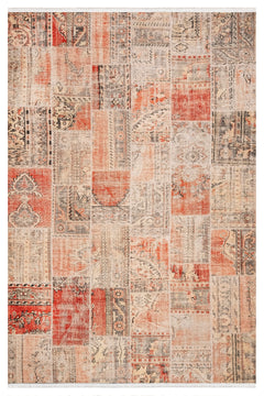 Brezice Kahverengi Patchwork Pamuk ve Şönil Dijital Baskı Halı