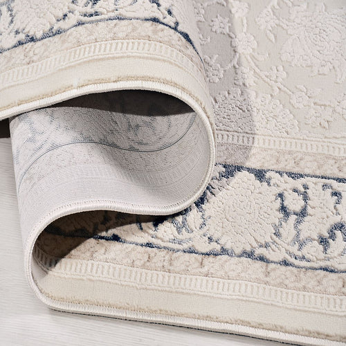 Krem Çerçeveli Polyester Makine Halısı