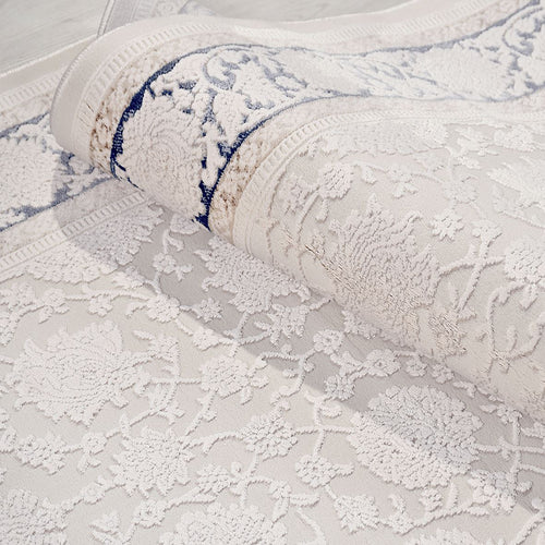 Krem Çerçeveli Polyester Makine Halısı