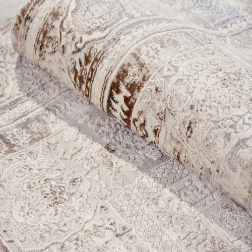 Kahverengi Çerçeveli Polyester Makine Halısı