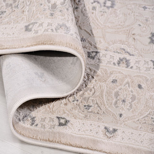 Krem Çerçeveli Polyester Makine Halısı