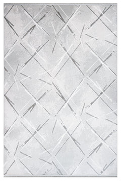 Mae Gri Geometrik Akrilik Makine Halısı