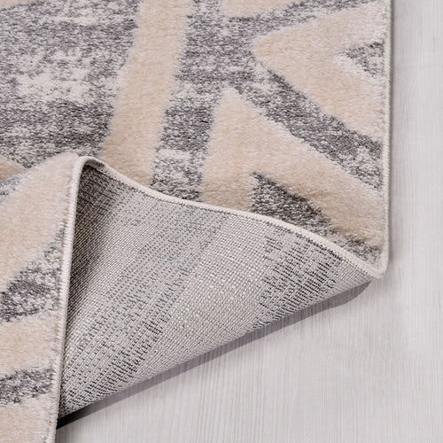 Gri Geometrik Polyester Makine Halısı