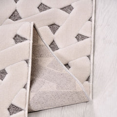Krem Modern Polyester Makine Halısı