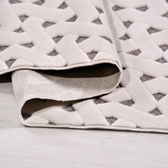 Krem Modern Polyester Makine Halısı