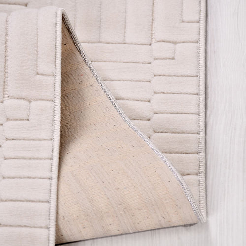 Krem Modern Polyester Makine Halısı