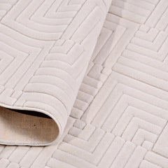 Krem Modern Polyester Makine Halısı