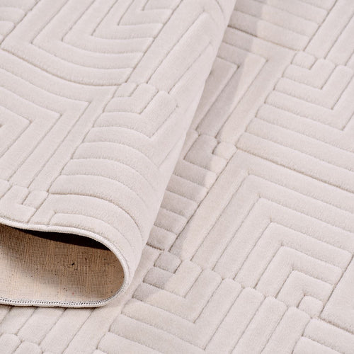 Krem Modern Polyester Makine Halısı
