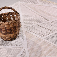 Krem Modern Polyester Makine Halısı