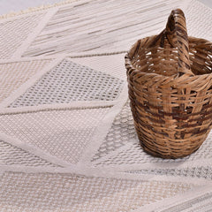 Krem Modern Polyester Makine Halısı