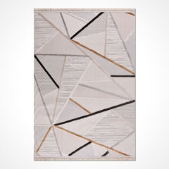 Krem Modern Polyester Makine Halısı