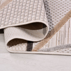 Krem Modern Polyester Makine Halısı