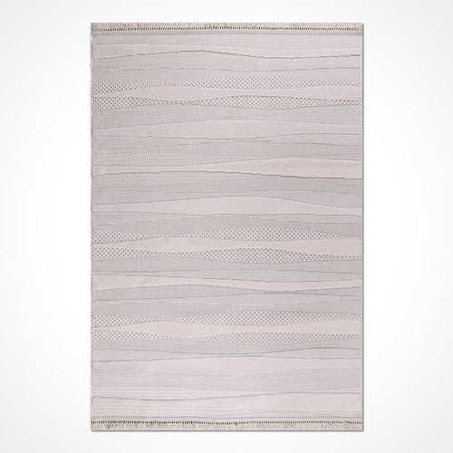Krem Modern Polyester Makine Halısı