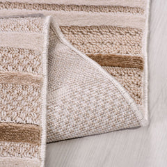 Bej Çizgili Polyester Makine Halısı