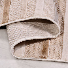 Bej Çizgili Polyester Makine Halısı