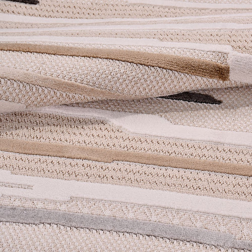 Bej Çizgili Polyester Makine Halısı