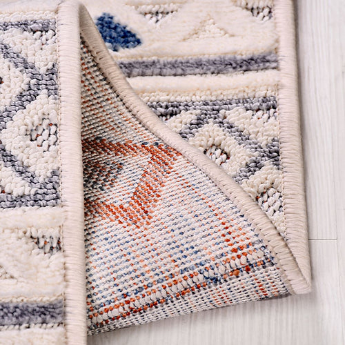 Krem Geometrik Polyester Makine Halısı