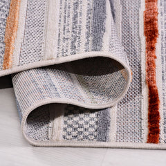 Gri Çizgili Polyester Makine Halısı