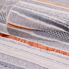 Gri Çizgili Polyester Makine Halısı