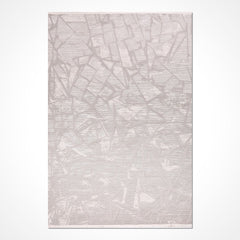 Krem Geometrik Polyester Makine Halısı