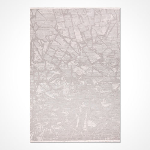 Krem Geometrik Polyester Makine Halısı