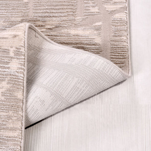 Krem Geometrik Polyester Makine Halısı
