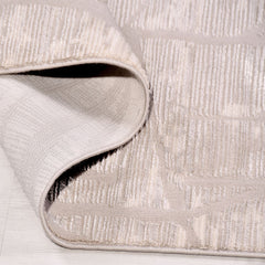 Krem Geometrik Polyester Makine Halısı