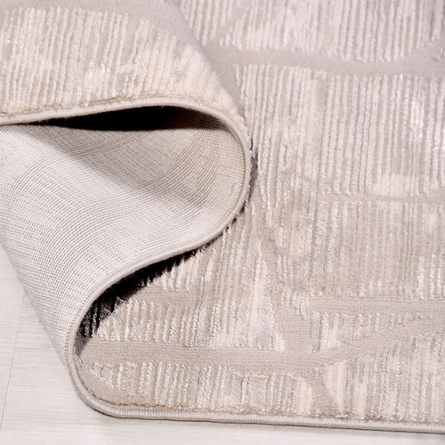Krem Geometrik Polyester Makine Halısı