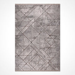 Kahverengi Geometrik Polyester Makine Halısı