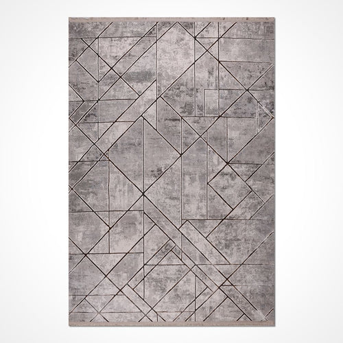 Kahverengi Geometrik Polyester Makine Halısı