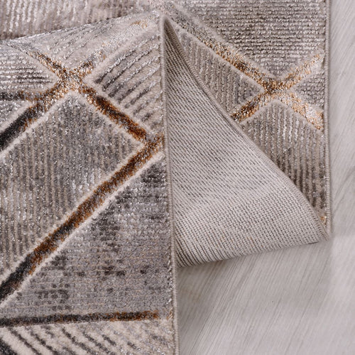 Kahverengi Geometrik Polyester Makine Halısı