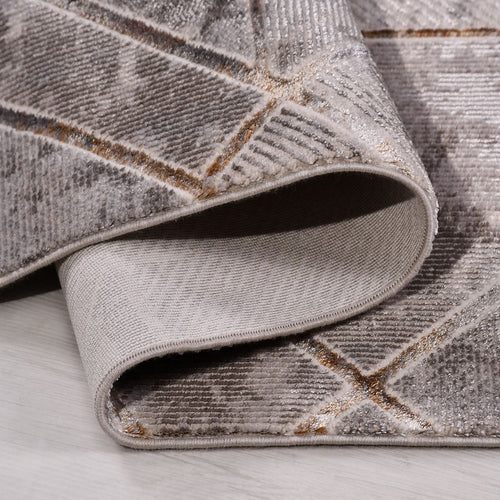 Kahverengi Geometrik Polyester Makine Halısı