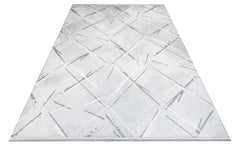 Mae Gri Geometrik Akrilik Makine Halısı