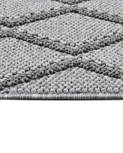 Ensley Gri Geometrik Polyester Makine Halısı