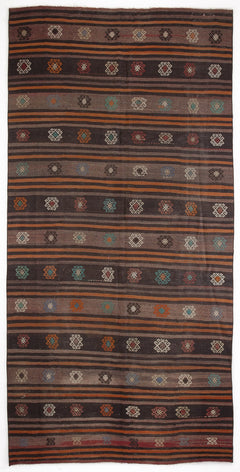 Girit Bej Çizgili Yün El Dokuma Halısı 173 x 354 Apex Unique