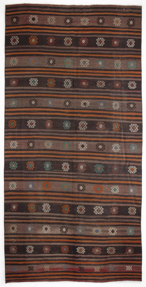 Girit Bej Çizgili Yün El Dokuma Halısı 173 x 354 Apex Unique