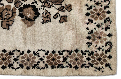 Girit Bej Çiçekli Yün El Dokuma Halısı 170 x 215 Apex Unique
