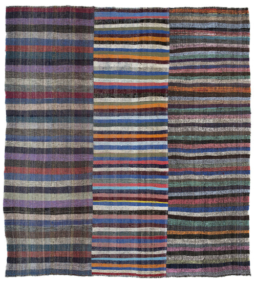Girit Bej Çizgili Yün El Dokuma Halısı 301 x 347 Apex Unique
