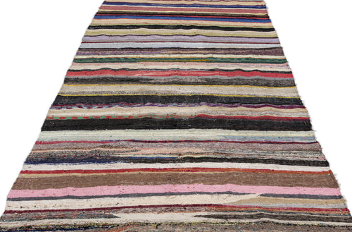 Girit Bej Çizgili Yün El Dokuma Halısı 175 x 338 Apex Unique
