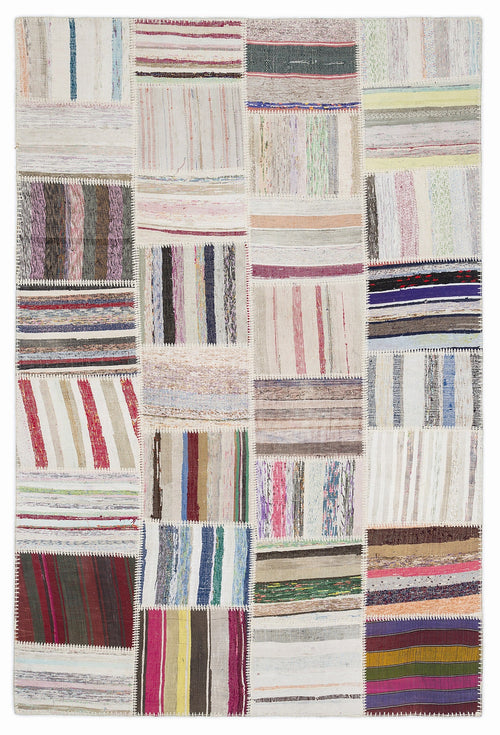 Teselya Bej Çizgili Yün El Dokuma Halısı 160 x 230 Apex Unique