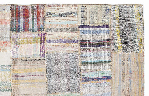 Teselya Bej Çizgili Yün El Dokuma Halısı 160 x 230 Apex Unique