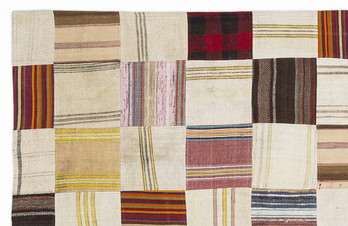 Teselya Bej Patchwork Yün El Dokuma Halısı 160 x 230 Apex Unique