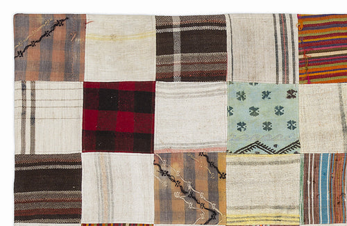 Teselya Bej Patchwork Yün El Dokuma Halısı 160 x 230 Apex Unique
