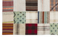 Teselya Bej Patchwork Yün El Dokuma Halısı 160 x 230 Apex Unique