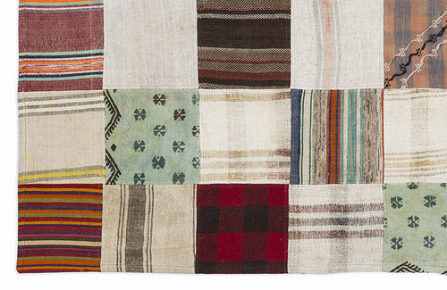 Teselya Bej Patchwork Yün El Dokuma Halısı 160 x 230 Apex Unique