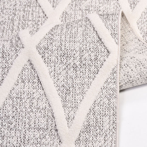Avery Gri Geometrik Polyester Makine Halısı Crea