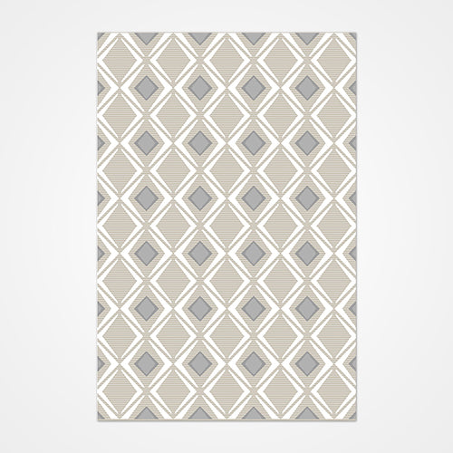 Layla Gri Geometrik Polyester Makine Halısı Crea