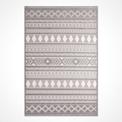 Bailey Gri Geometrik Polyester Makine Halısı Crea